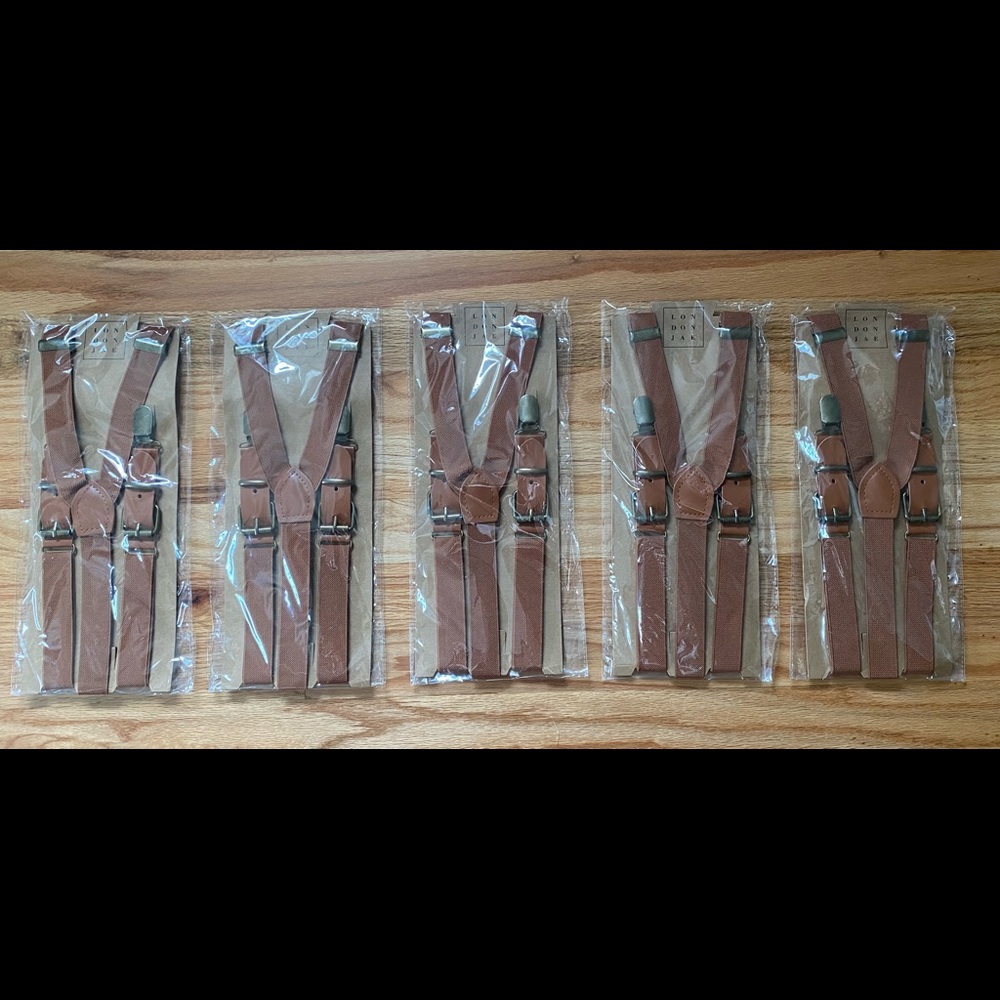 5 x Brown Suspenders - Brand New
